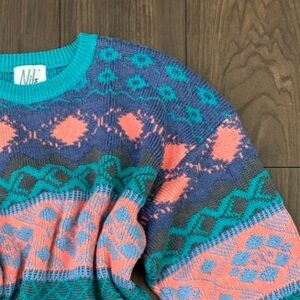 Vintage Multicolor Geometric Crewneck Sweater